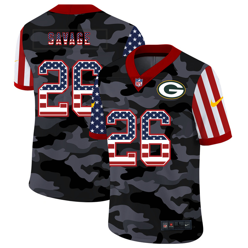 Nike Packers 26 Darnell Savage Jr. Camo 2020 USA Flag Salute to Service Limited Jersey