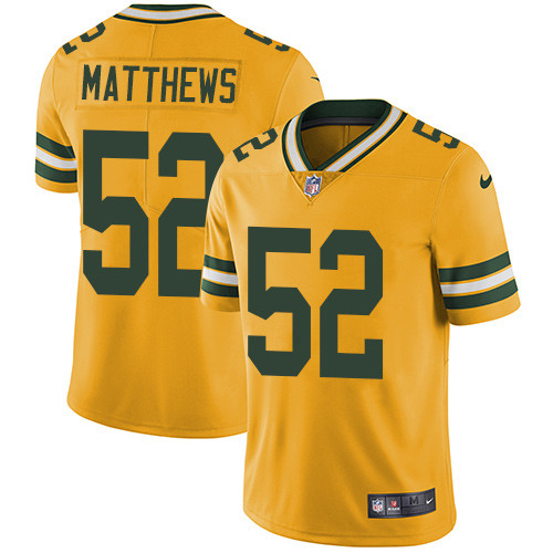  Packers 52 Clay Matthews Yellow Vapor Untouchable Player Limited Jersey