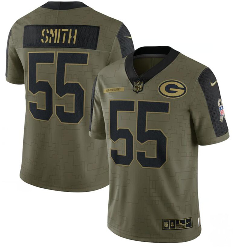 Nike Packers 55 Za'Darius Smith Olive 2021 Salute To Service Limited Jersey