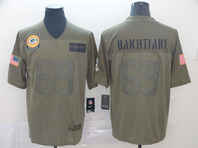Nike Packers 69 David Bakhtiari 2019 Olive Salute To Service Limited Jersey