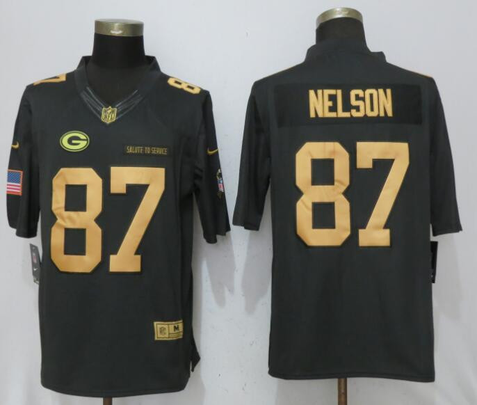 Packers 87 Jordy Nelson Anthracite Gold Salute To Service Limited Jersey