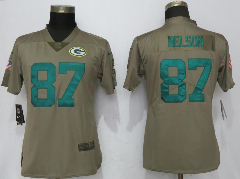  Packers 87 Jordy Nelson Olive Women Salute To Service Limited Jersey