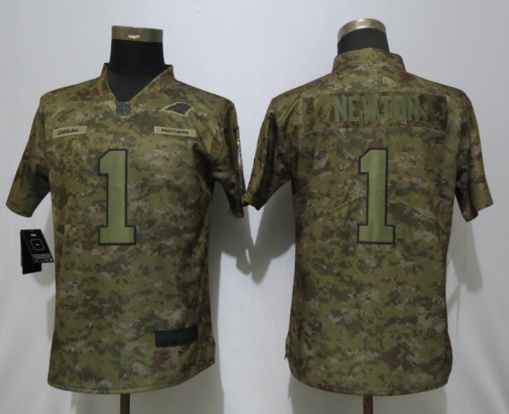  Panthers 1 Cam Newton Camo Women Salute To Service Limited Jersey