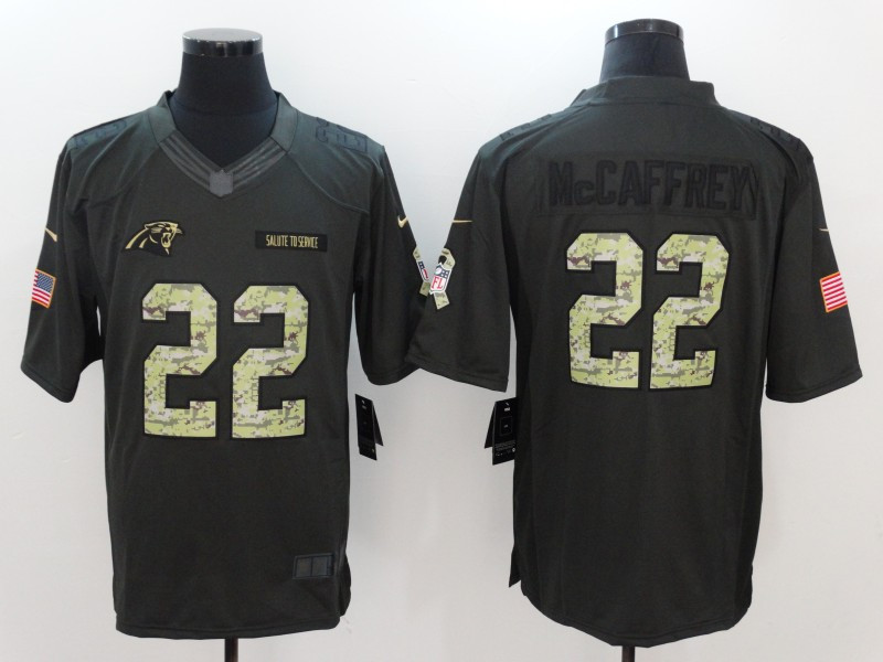  Panthers 22 Christian McCaffrey Anthracite Salute to Service Limited Jersey