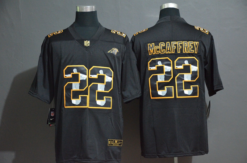 Nike Panthers 22 Christian McCaffrey Black Jesus Faith Edition Limited Jersey