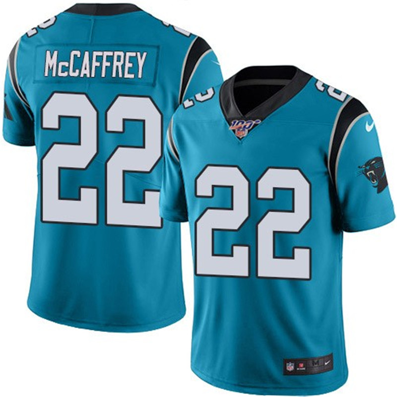 Nike Panthers 22 Christian McCaffrey Blue 100th Season Vapor Untouchable Limited Jersey