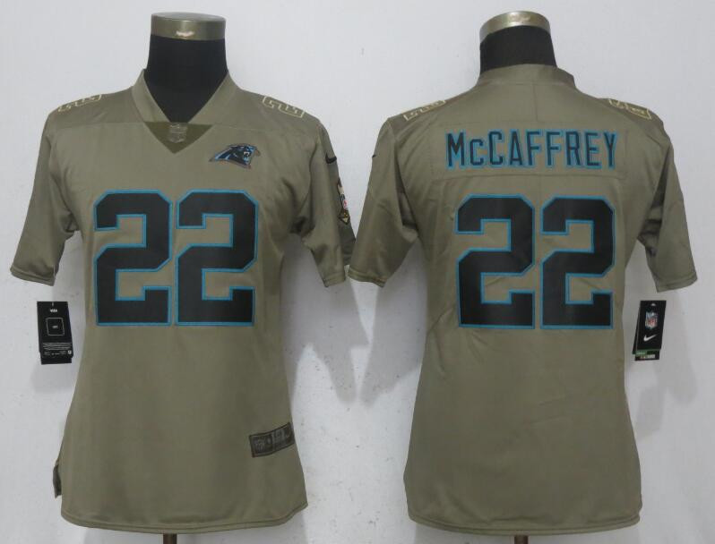  Panthers 22 Christian McCaffrey Olive Women Salute To Service Limited Jersey