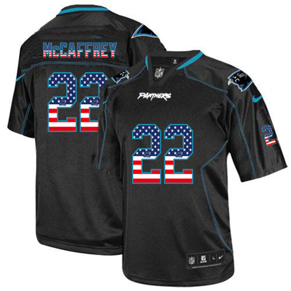  Panthers 22 Draft McCaffrey Black USA Flag Fashion Elite Jersey