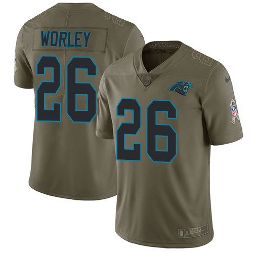 Panthers 26 Daryl Worley Olive Salute To Service Limited Jersey
