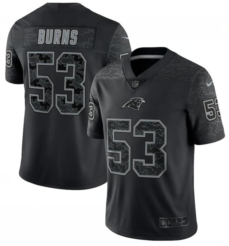 Nike Panthers 53 Brian Burns Black RFLCTV Limited Jersey