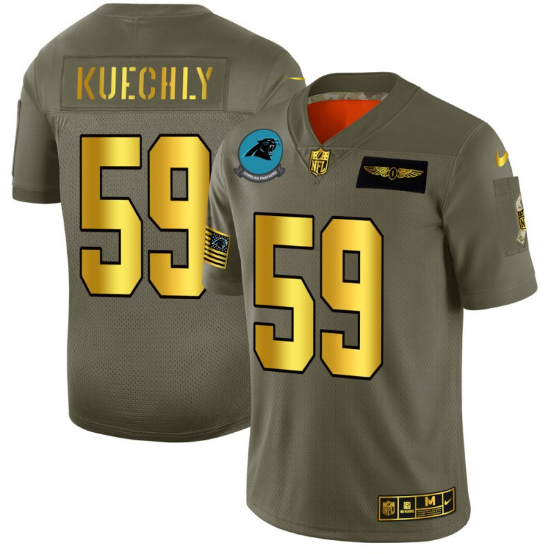 Nike Panthers 59 Luke Kuechly 2019 Olive Gold Salute To Service Limited Jersey