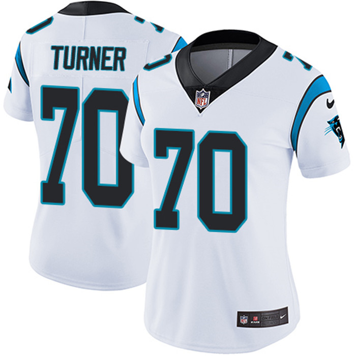  Panthers 70 Trai Turner White Women Vapor Untouchable Limited Jersey