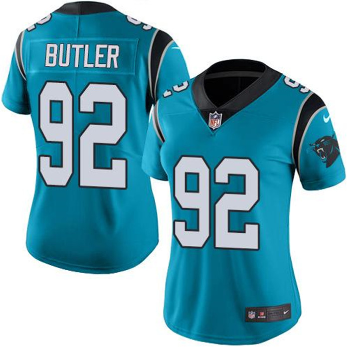  Panthers 92 Vernon Butler Blue Women Vapor Untouchable Limited Jersey