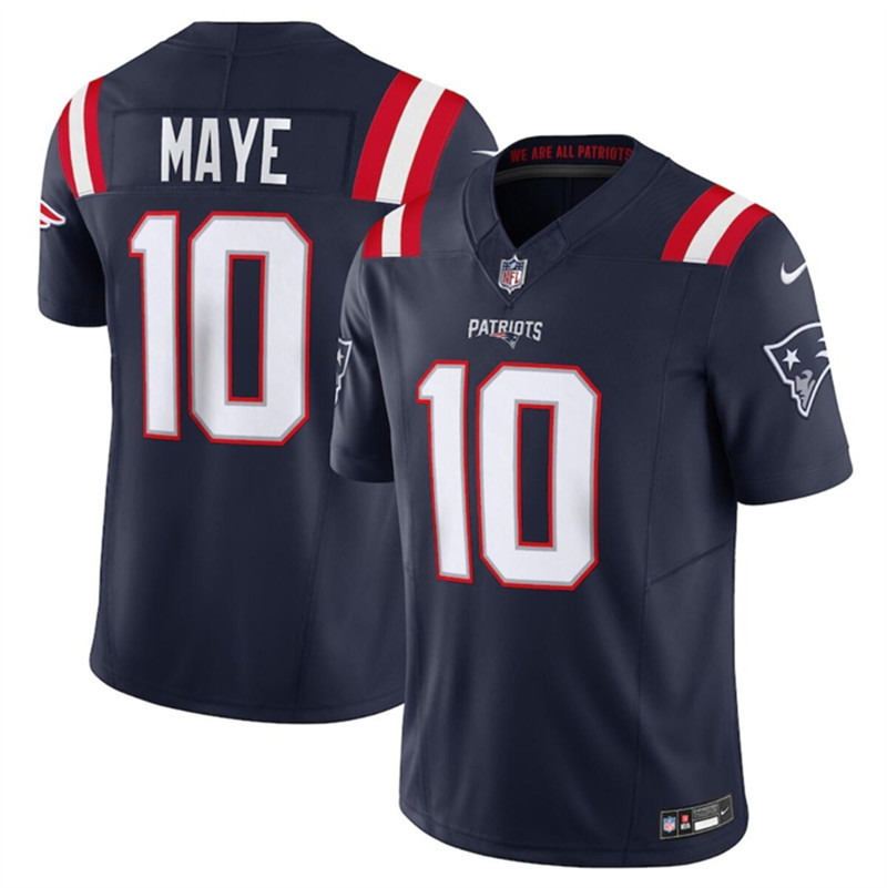 Nike Patriots 10 Drake Maye Navy 2024 NFL Draft Vapor Limited Jersey