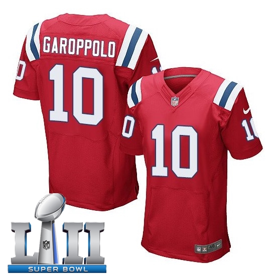  Patriots 10 Jimmy Garoppolo Red 2018 Super Bowl LII Elite Jersey