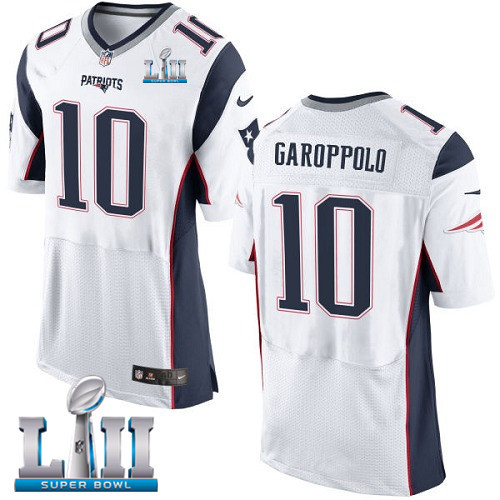  Patriots 10 Jimmy Garoppolo White 2018 Super Bowl LII Elite Jersey