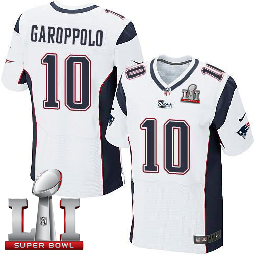  Patriots 10 Jimmy Garoppolo White Super Bowl LI 51 Men Stitched NFL Elite Jersey