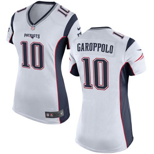  Patriots 10 Jimmy Garoppolo White Women Stitched NFL New Elite Jersey