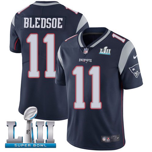  Patriots 11 Drew Bledsoe Navy 2018 Super Bowl LII Vapor Untouchable Limited Jersey