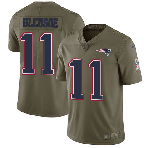  Patriots 11 Drew Bledsoe Olive Salute To Service Limited Jersey