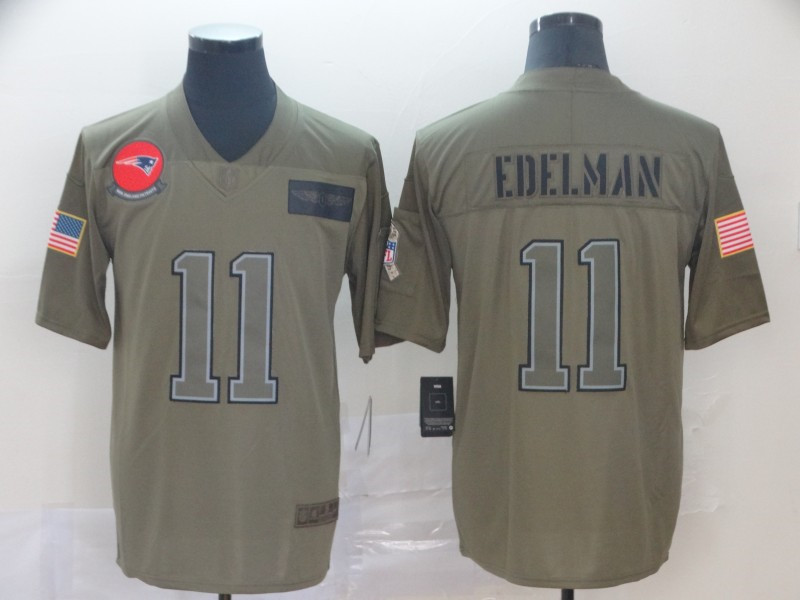 Nike Patriots 11 Julian Edelman 2019 Olive Salute To Service Limited Jersey
