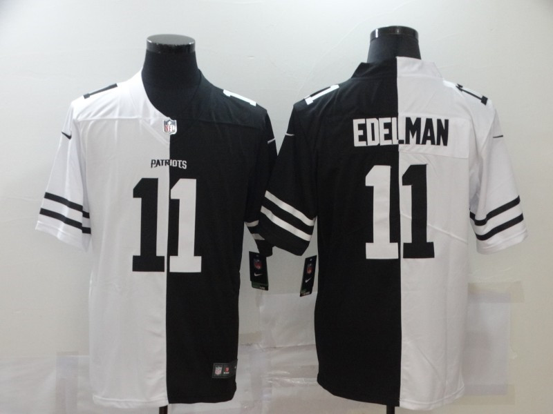 Nike Patriots 11 Julian Edelman Black And White Split Vapor Untouchable Limited Jersey