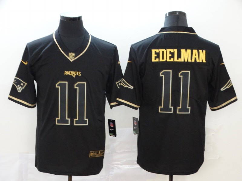 Nike Patriots 11 Julian Edelman Black Gold Throwback Vapor Untouchable Limited Jersey