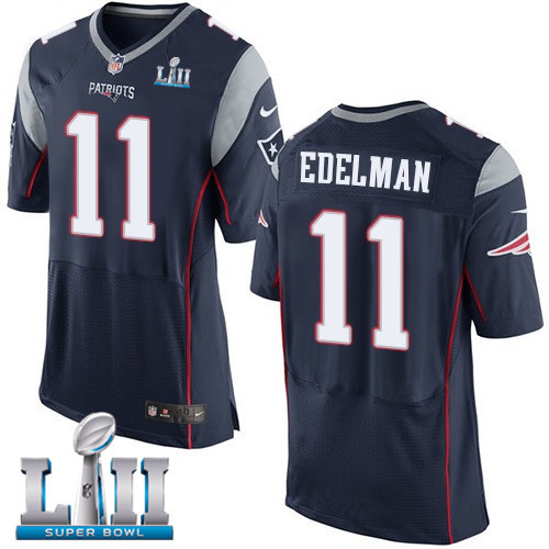  Patriots 11 Julian Edelman Navy 2018 Super Bowl LII Elite Jersey