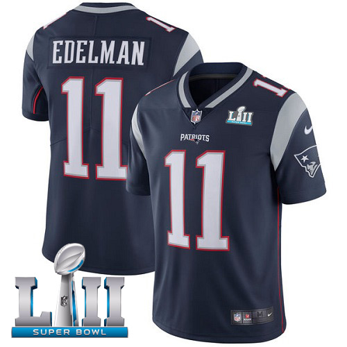  Patriots 11 Julian Edelman Navy 2018 Super Bowl LII Vapor Untouchable Player Limited Jersey