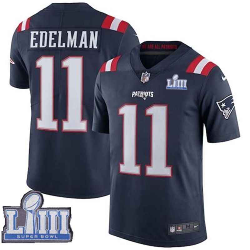  Patriots 11 Julian Edelman Navy 2019 Super Bowl LIII Color Rush Limited Jersey