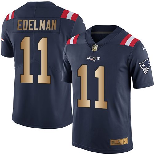  Patriots 11 Julian Edelman Navy Gold Color Rush Limited Jersey