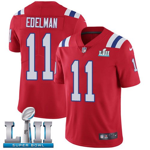  Patriots 11 Julian Edelman Red 2018 Super Bowl LII Vapor Untouchable Limited Jersey