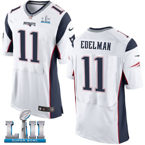  Patriots 11 Julian Edelman White 2018 Super Bowl LII Elite Jersey