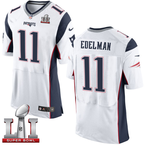  Patriots 11 Julian Edelman White Super Bowl LI 51 Men Stitched NFL New Elite Jersey