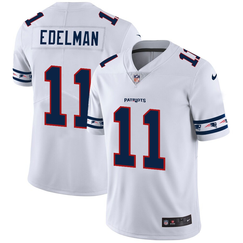 Nike Patriots 11 Julian Edelman White Team Logos Fashion Vapor Limited Jersey