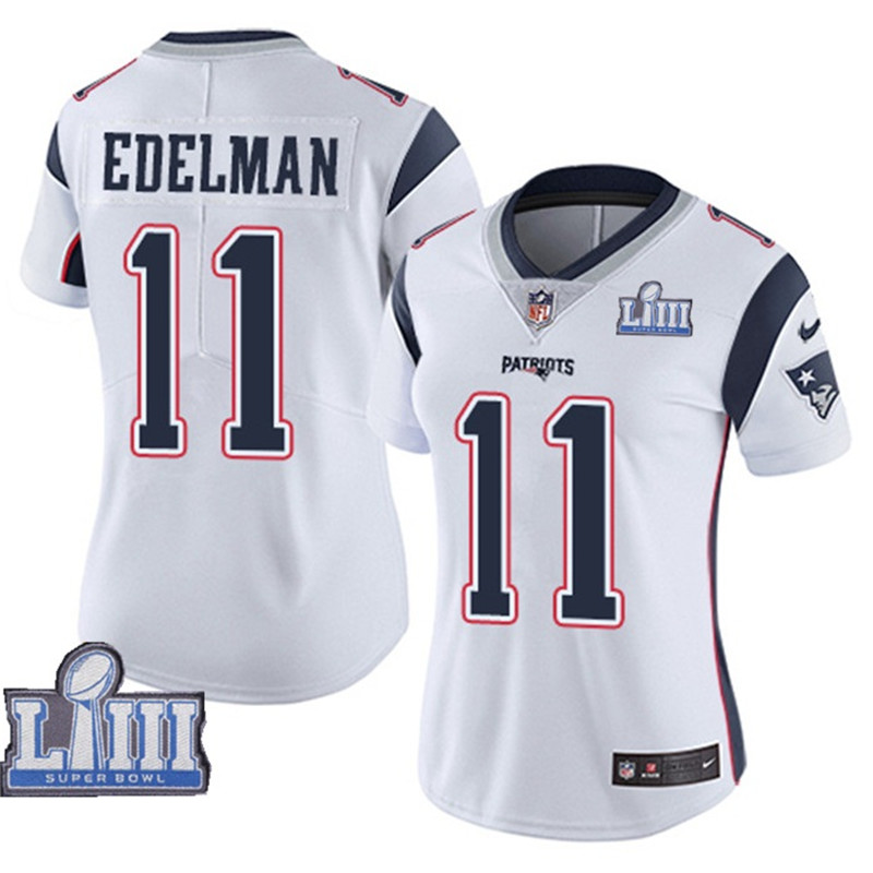  Patriots 11 Julian Edelman White Women 2019 Super Bowl LIII Vapor Untouchable Limited Jersey