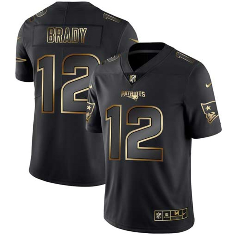 Nike Patriots 12 Tom Brady Black Gold Vapor Untouchable Limited Jersey