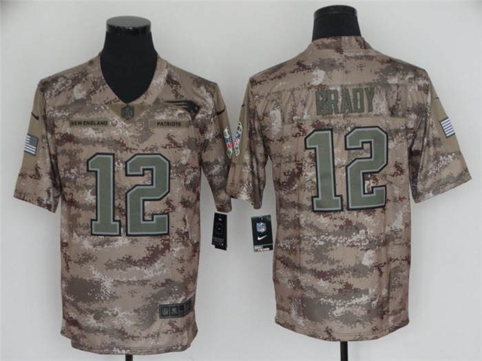  Patriots 12 Tom Brady Camo Salute To Service Limited Jersey
