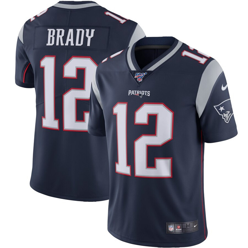 Nike Patriots 12 Tom Brady Navy 100th Season Vapor Untouchable Limited Jersey