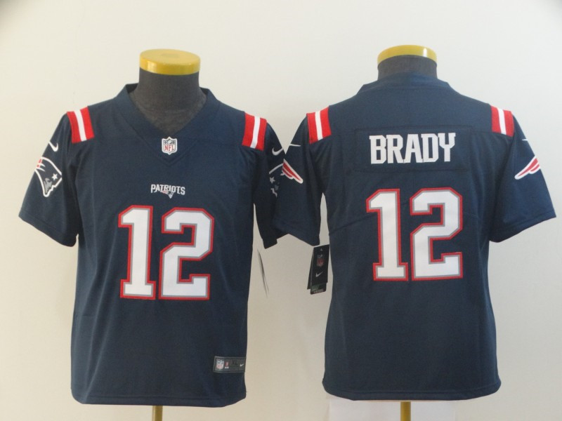 Nike Patriots 12 Tom Brady Navy Youth Color Rush Limited Jersey