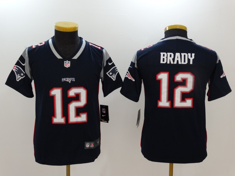  Patriots 12 Tom Brady Navy Youth Vapor Untouchable Player Limited Jersey