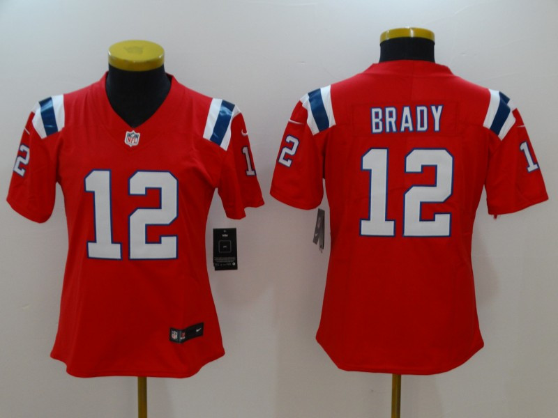 Patriots 12 Tom Brady Red Women Vapor Untouchable Player Limited Jersey