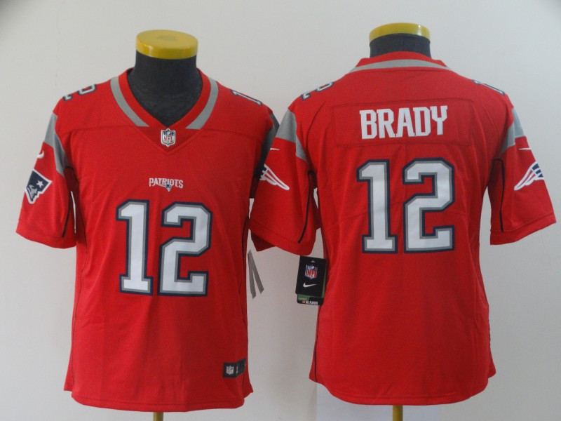 Nike Patriots 12 Tom Brady Red Youth Inverted Legend Limited Jersey