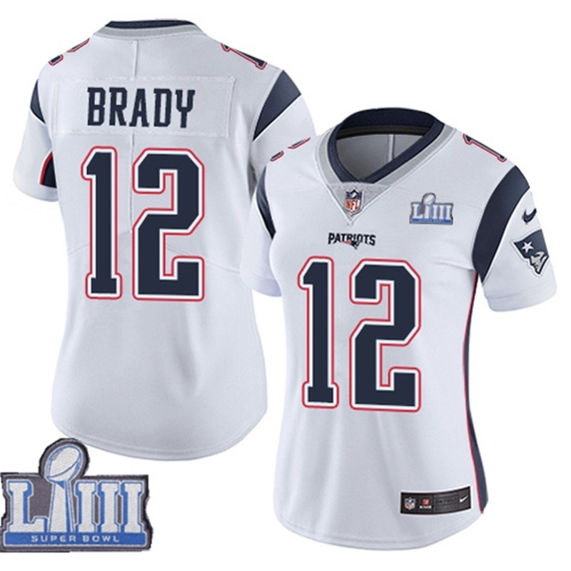  Patriots 12 Tom Brady White Women 2019 Super Bowl LIII Vapor Untouchable Limited Jersey