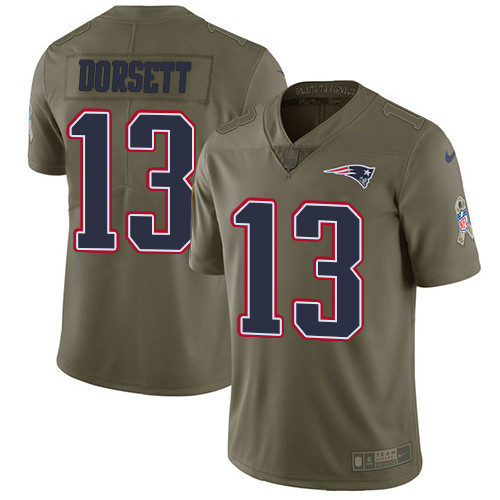  Patriots 13 Phillip Dorsett Olive Salute To Service Limited Jersey