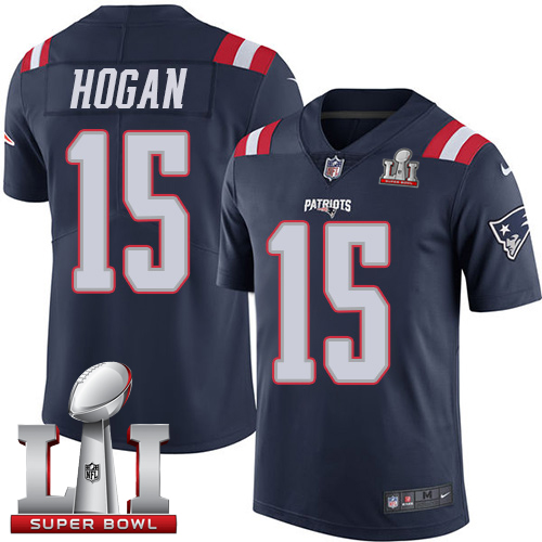  Patriots 15 Chris Hogan Navy Blue Super Bowl LI 51 Men Stitched NFL Limited Rush Jersey