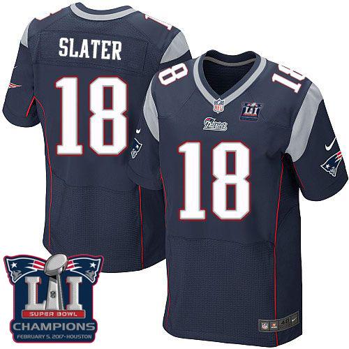  Patriots 18 Matt Slater Navy Blue Team Color Super Bowl LI Champions Men Stitched NFL Elite Jersey