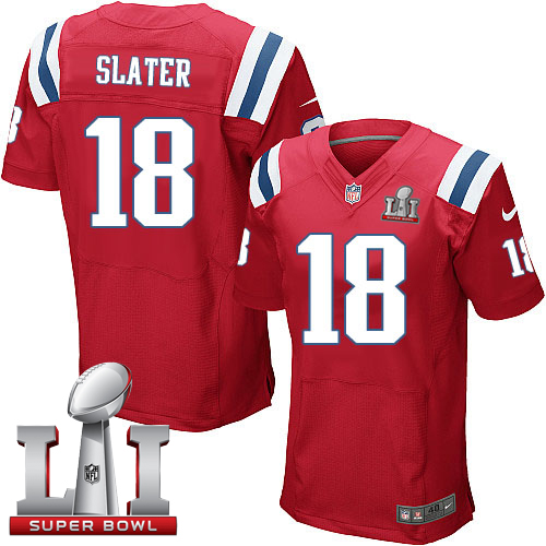  Patriots 18 Matt Slater Red Alternate Super Bowl LI 51 Men Stitched NFL Elite Jersey
