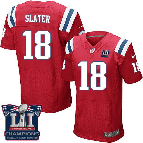  Patriots 18 Matt Slater Red Alternate Super Bowl LI Champions Men Stitched NFL Elite Jersey