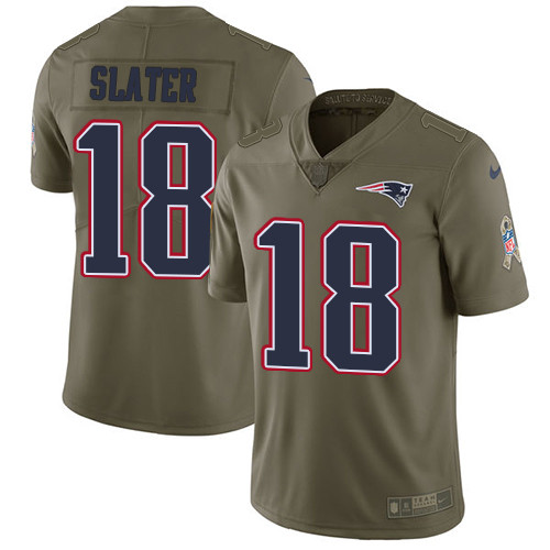  Patriots 18 Matthew Slater Olive Salute To Service Limited Jersey